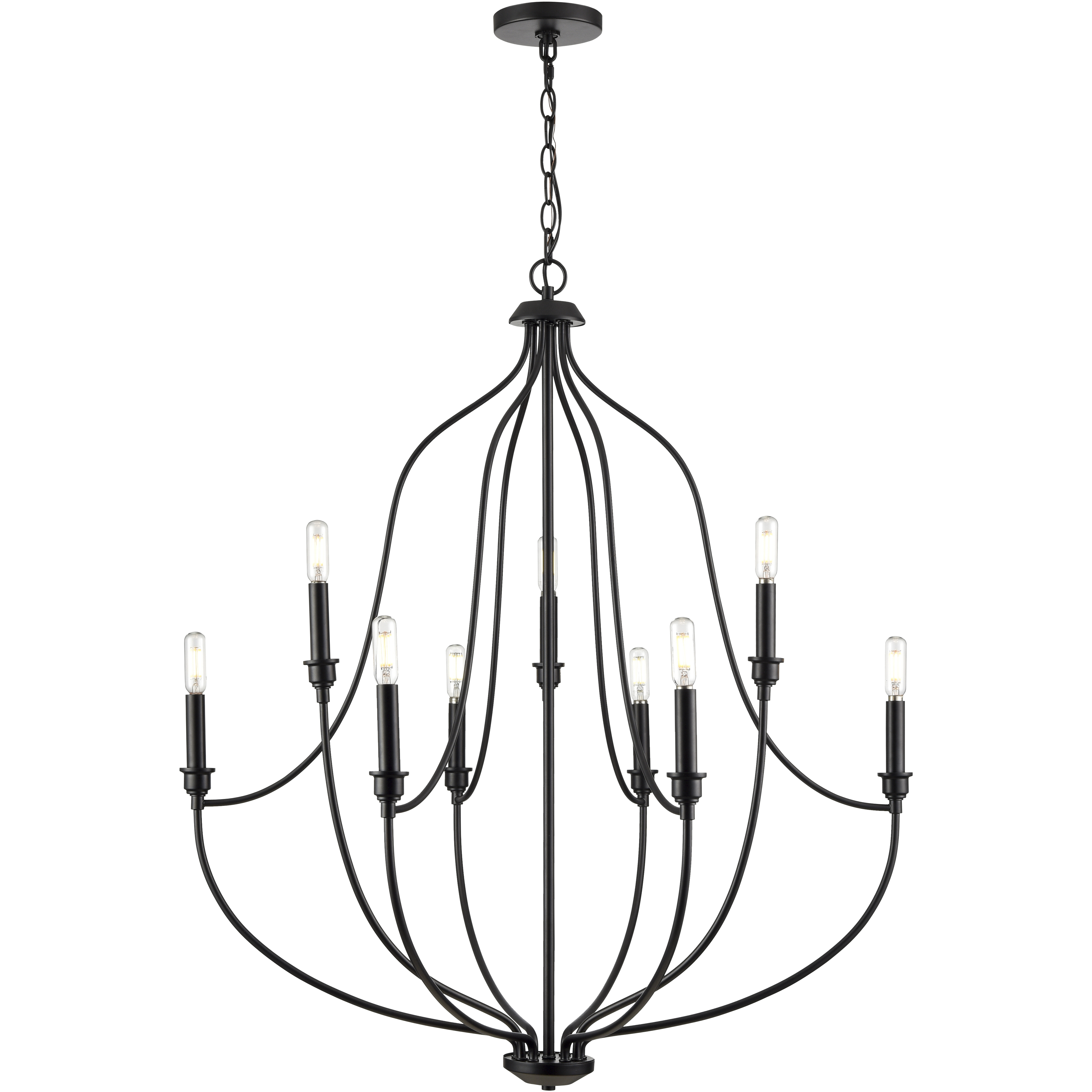 Senoia 9 Light 32.5 inch Matte Black Chandelier Ceiling Light